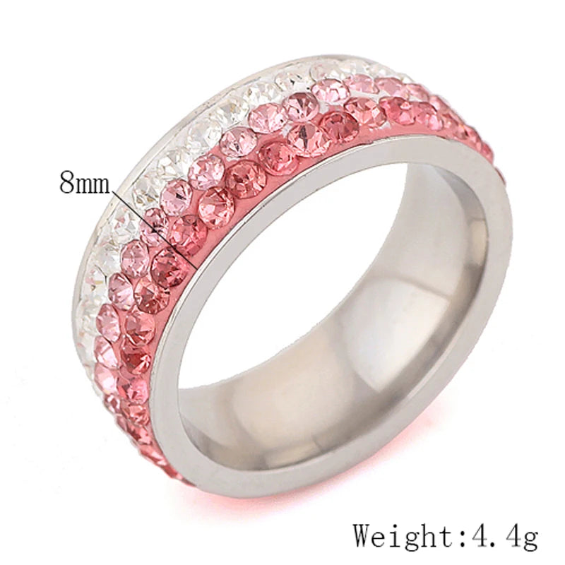 Christmas gift  Czech crystal rings for women and girl High Quality stainless steel ring accessories jewelry Wholesale