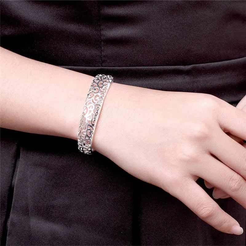Femme Pulsera Exquisite Open Bangle Bracelet 925 Women Sterling Jewelry High Quality Silver Cuff Bangle Bijoux Wholesale