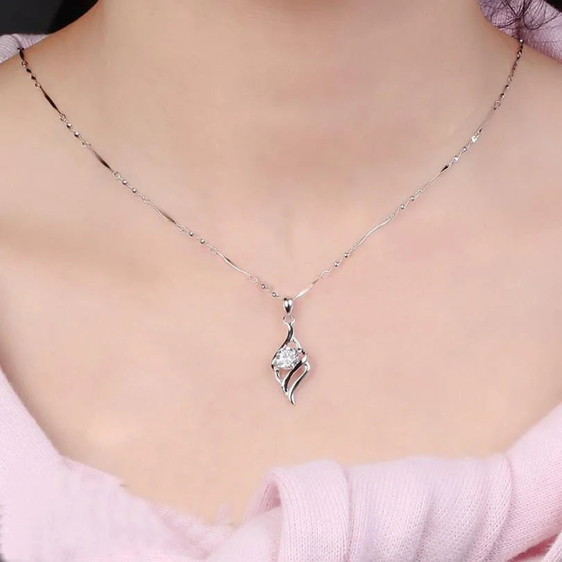 Hot Angle Wing Flying Nice 925 Sterling Silver Jewellery Pendant Necklace Korea Stylish Earring Jewelry Sets+18" Chain