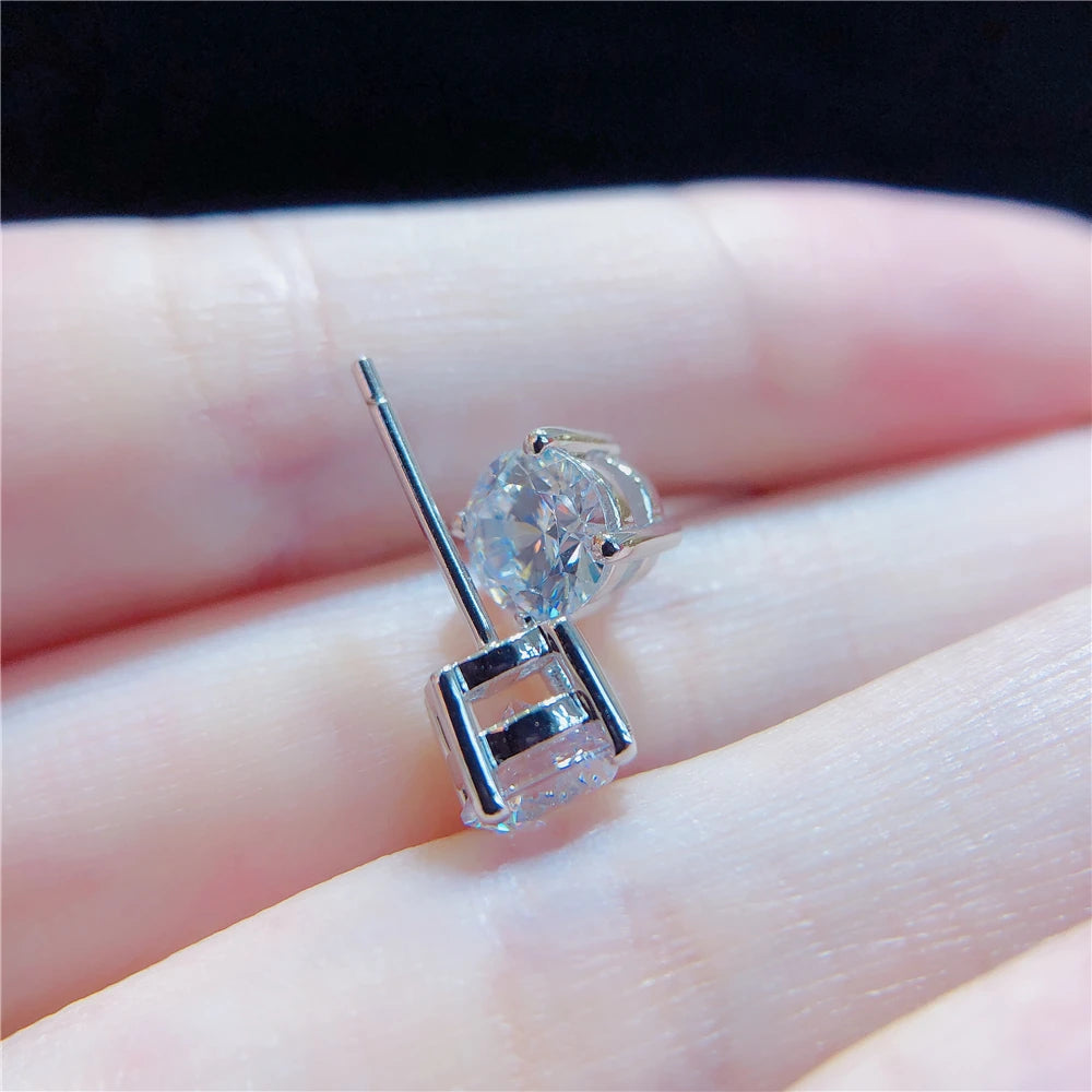 Solid Platinum PT950 Earrings 0.5CT/Piece Four Prongs Solitaire Moissanite Diamond Ear Jewelry For Lady Beatiful Engagement