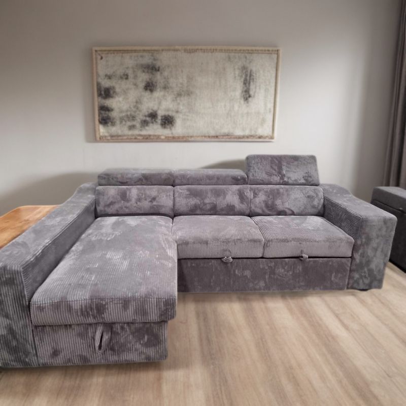 Comfort Sleeper: Stylish Fabric Sofa Bed for Cozy Living Dark Grey - Left