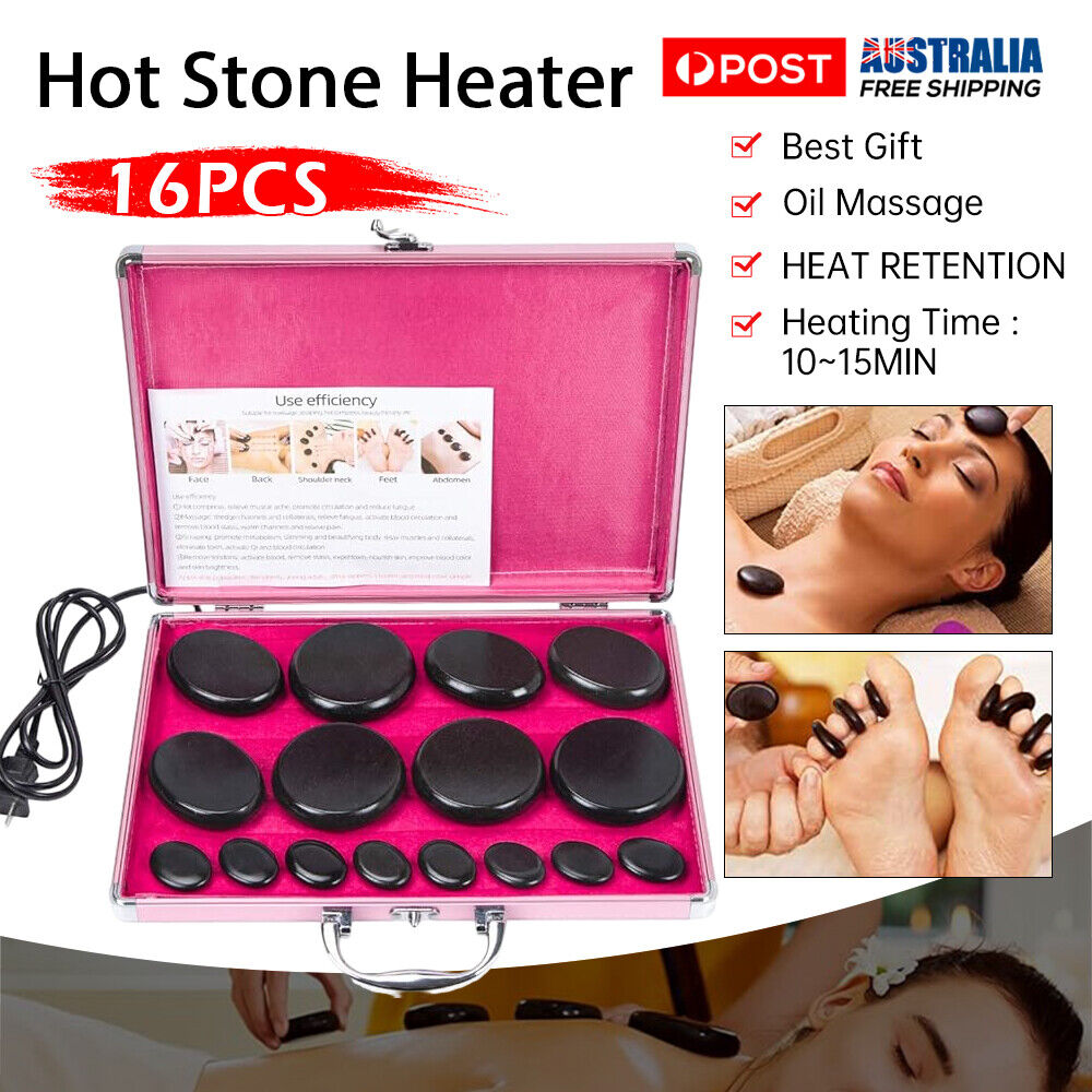 16 Pcs Hot Massage Basalt Stone Volcanic Stones Kit Rock SPA Oiled Massager Salon