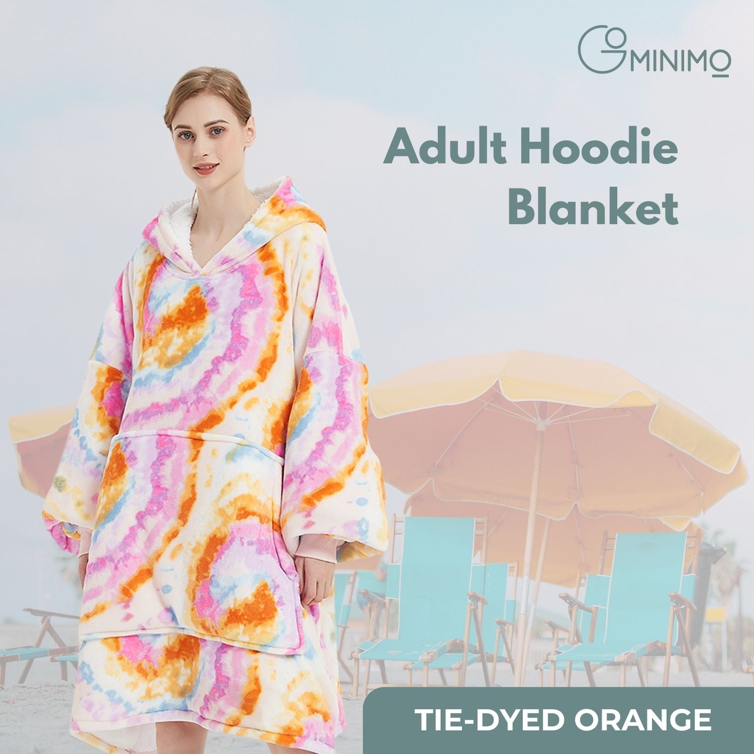 GOMINIMO Hoodie Blanket Adult Tie-Dyed Orange