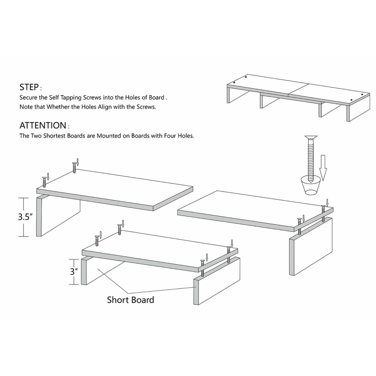 VOCTUS 3 Shelf Monitor Stand Angle Adjustable