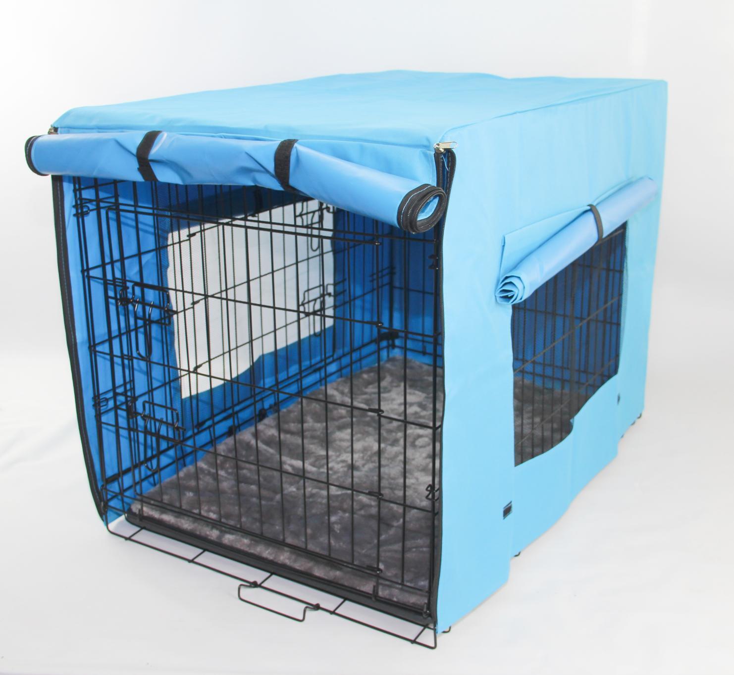 YES4PETS 48' Portable Foldable Dog Cat Rabbit Collapsible Crate Pet Cage with Cover Mat Blue