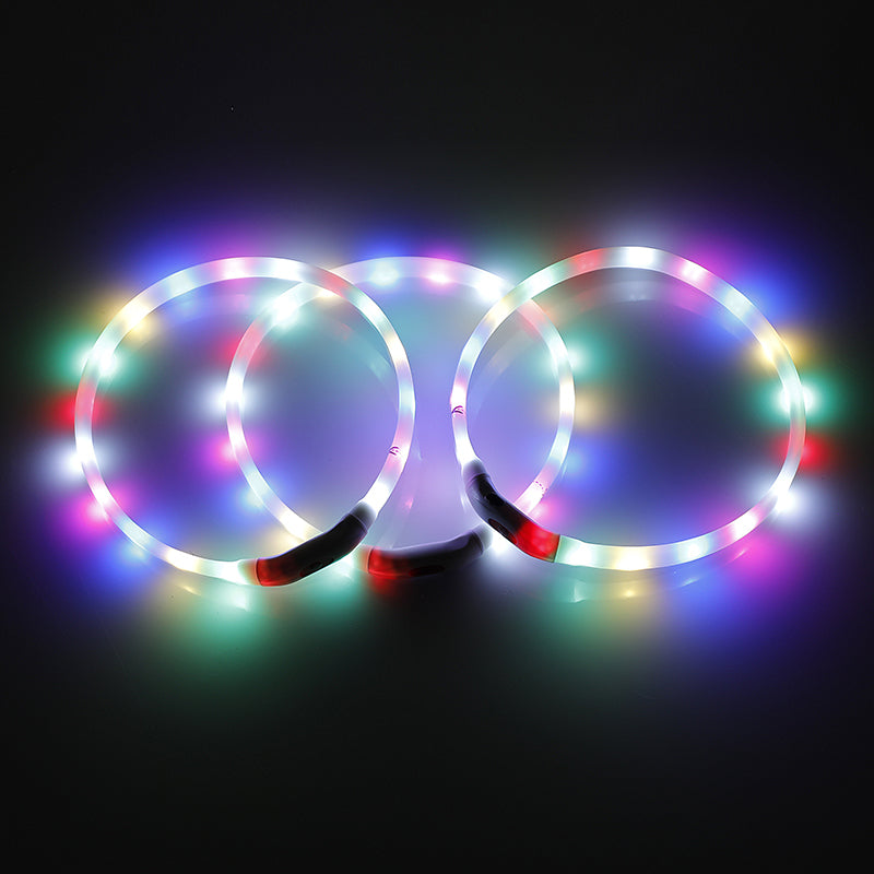 YES4PETS LED Dog Collar USB Rechargeable Night Glow Flashing Light Up Safety Pet Collars