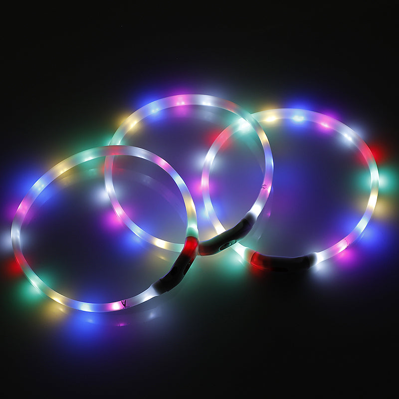 YES4PETS LED Dog Collar USB Rechargeable Night Glow Flashing Light Up Safety Pet Collars