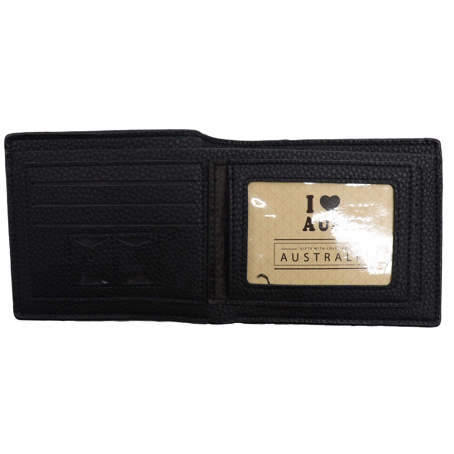 Mens Wallet Australian Kangaroo Leather Bifold Souvenir Gift Coin Card Holder, Midnight Black Textured
