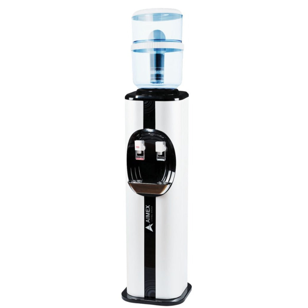 Luxurious Black and White Free Standing Hot and Cold Water Dispenser with Filter Bottle - LG Compressor