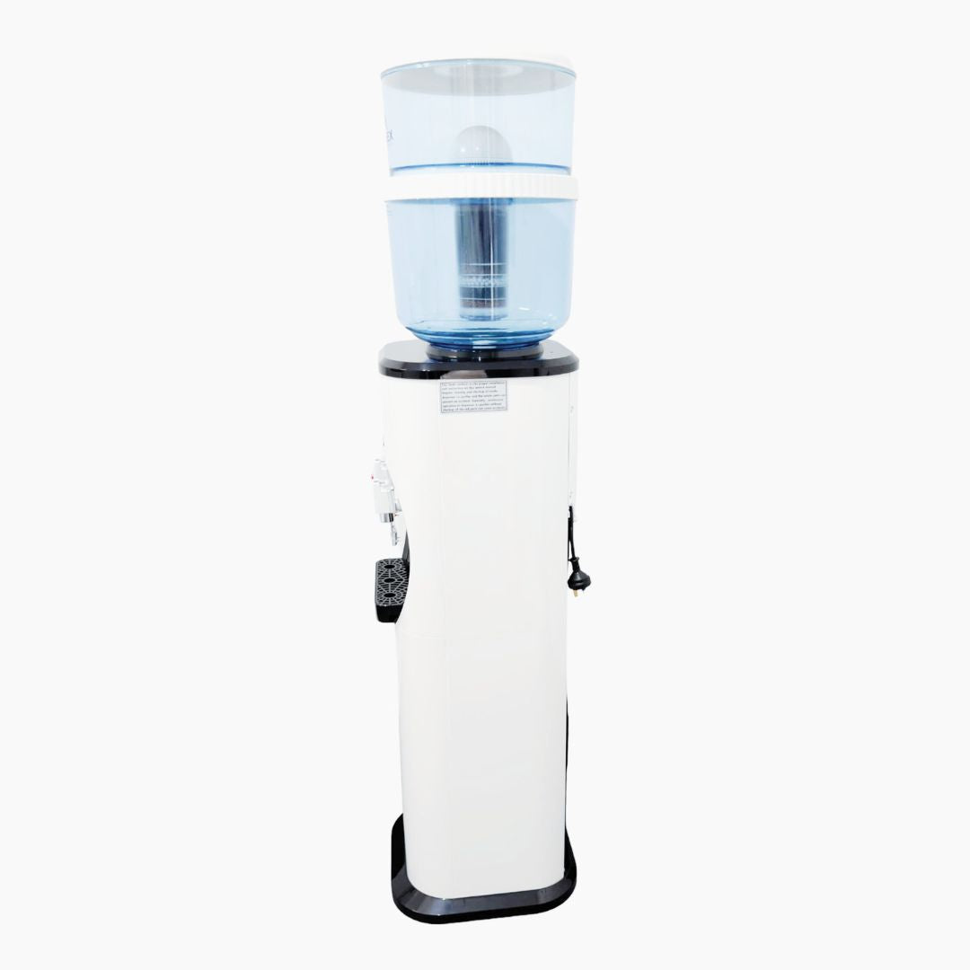 Luxurious Black and White Free Standing Hot and Cold Water Dispenser with Filter Bottle - LG Compressor