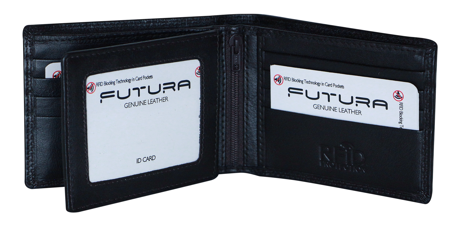 Futura Futura Mens Harrison RFID Genuine Leather Wallet - Black