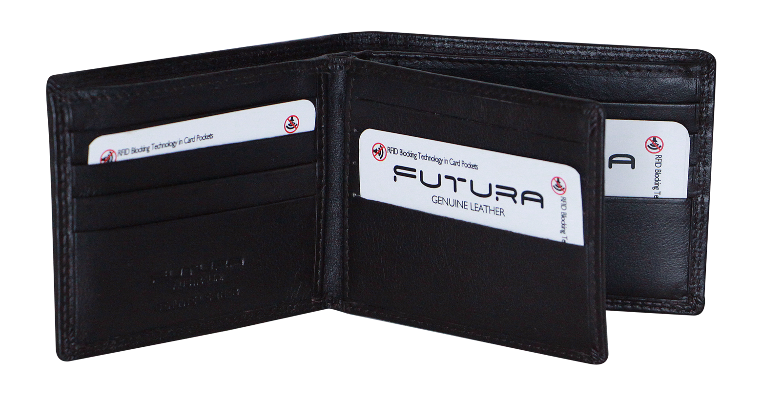 Futura Futura Mens Harrison RFID Genuine Leather Wallet - Black