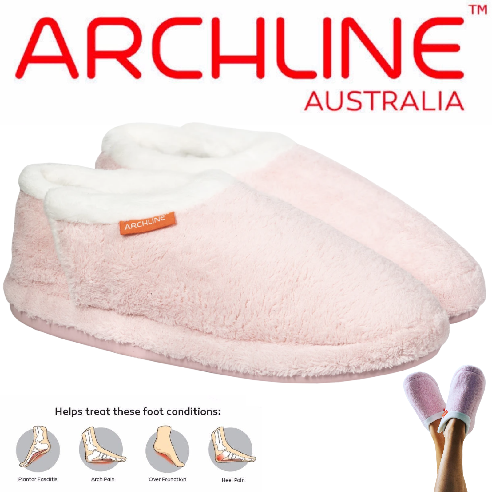 ARCHLINE Orthotic Slippers Closed Scuffs Pain Relief Moccasins - Pink - EUR 42