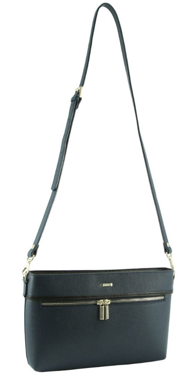Morrissey Italian Structured Leather Cross Body Handbag (MO3028) Bag - Navy