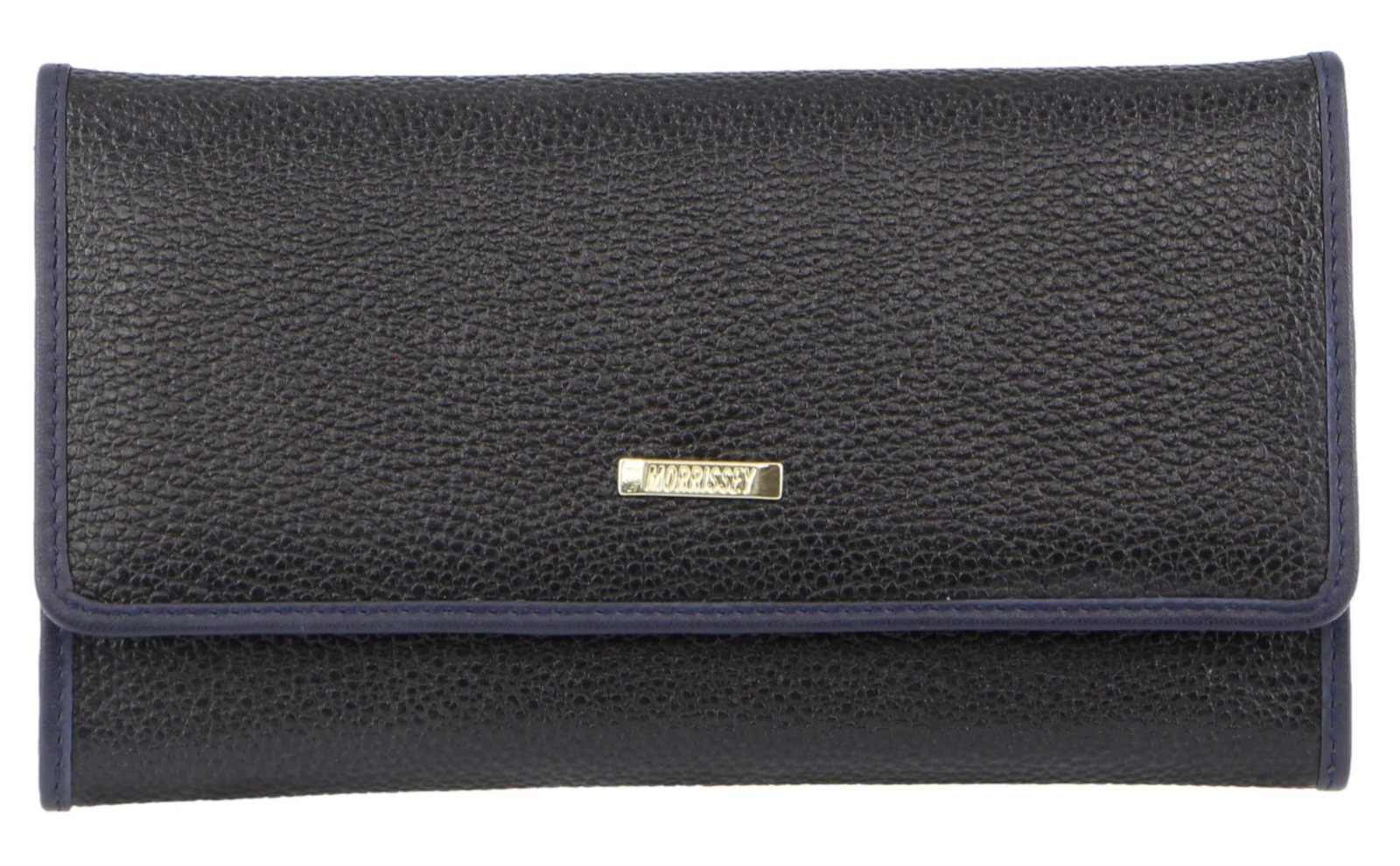 Morrissey Italian Structured Leather Flap Over Ladies Wallet - Black