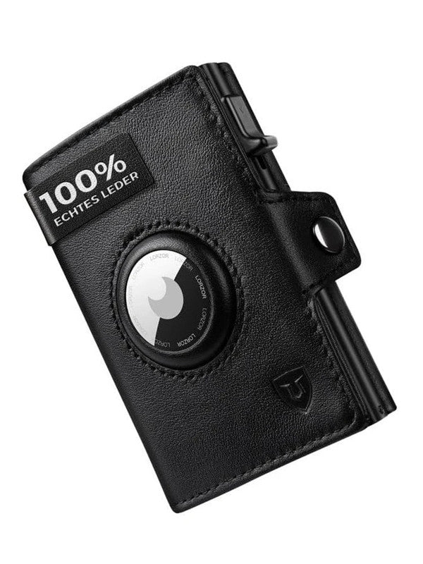 NNEOBA Mens Blocker Wallet - Genuine Leather Wallet with Coin Pocket, Black