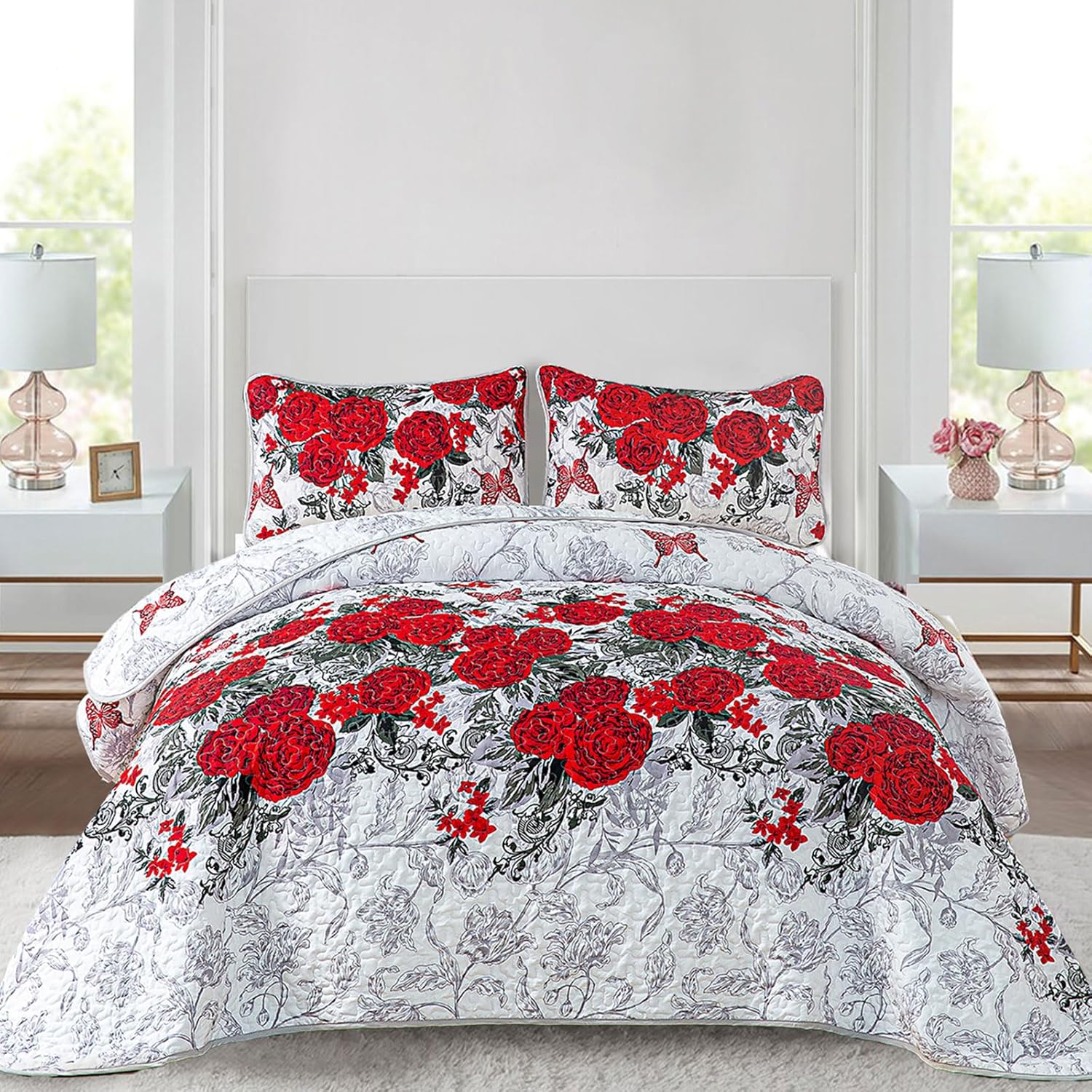 Youthful Quilted coverlet and pillowcovers set: Fresh and Modern - Queen size