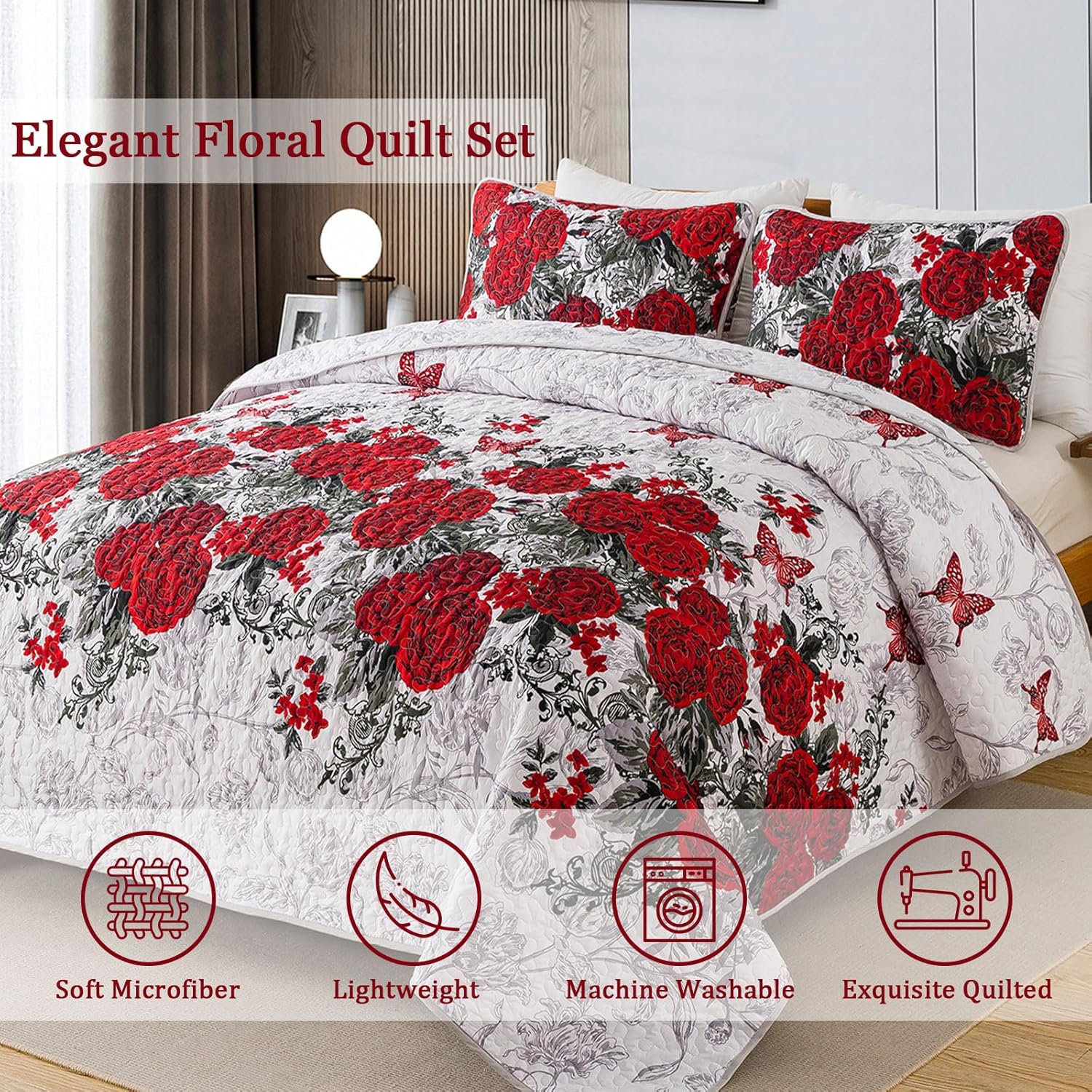 Youthful Quilted coverlet and pillowcovers set: Fresh and Modern - Queen size