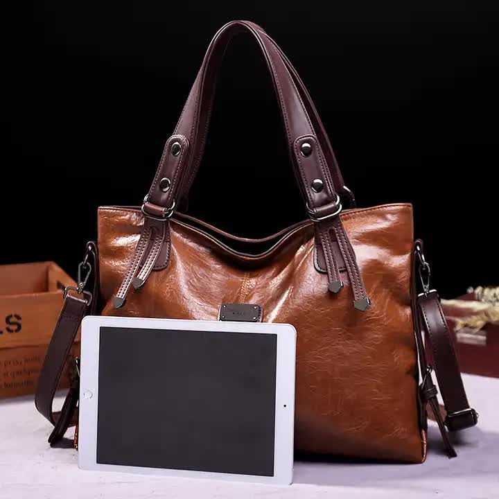 Classic Vintage PU Leather Handbag-Spacious Shoulder and Crossbody Tote for Women (Brown)