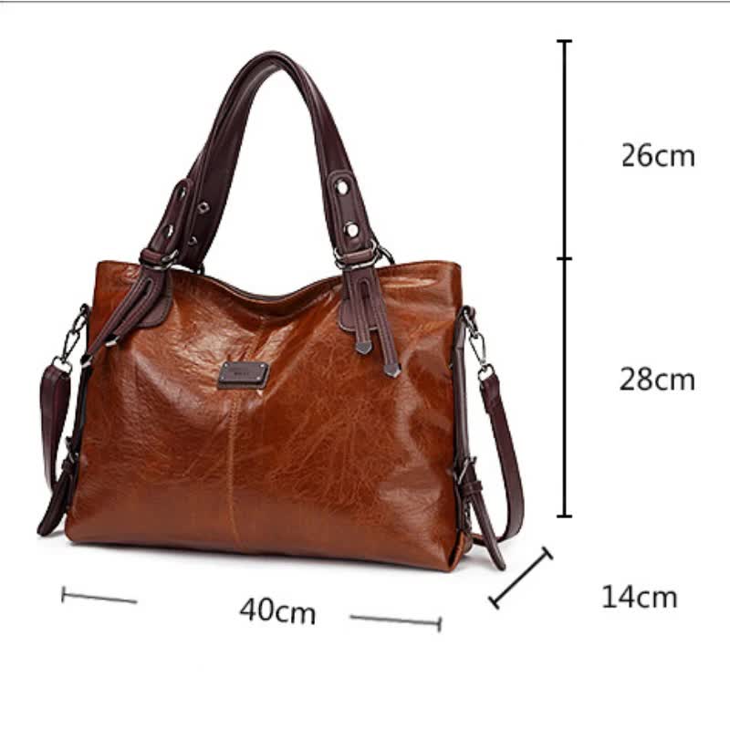 Classic Vintage PU Leather Handbag-Spacious Shoulder and Crossbody Tote for Women (Brown)