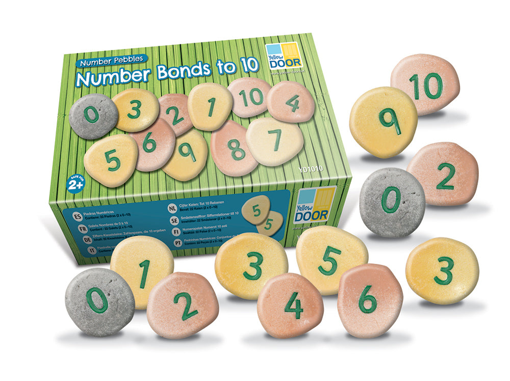Number Tactile Pebbles - Number Bonds to 10 - Yellow-Door