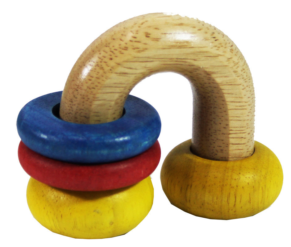 Blue Ribbon Baby Rattle - Horse Shoe Rings