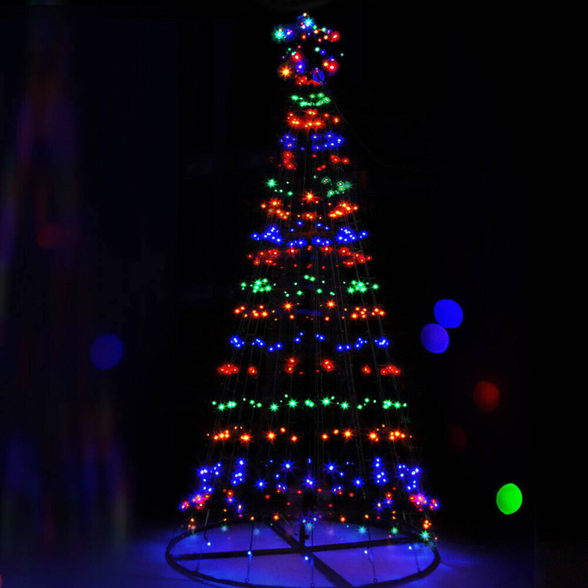 Christmas By Sas 3m Tree Shaped LED Multicoloured Solar Lights & Metal Frame