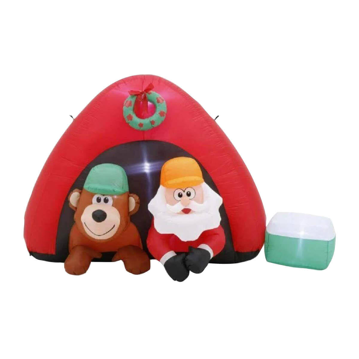 Christmas By Sas 1.8m Santa & Bear Camping Built-In Blower LED Lighting