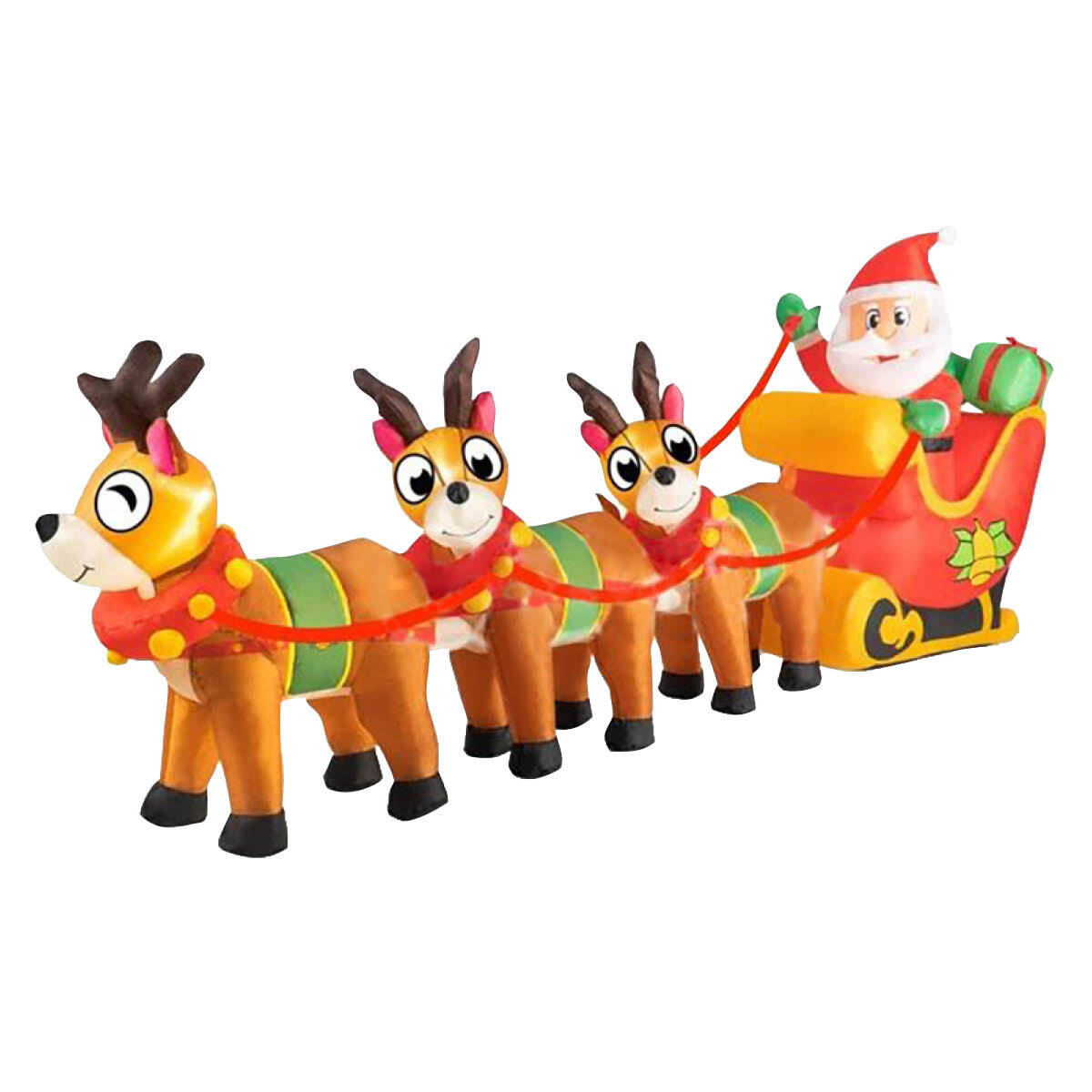 Christmas By Sas 2.9m Santa Reindeers & Sleigh Built-In Blower LED Lighting