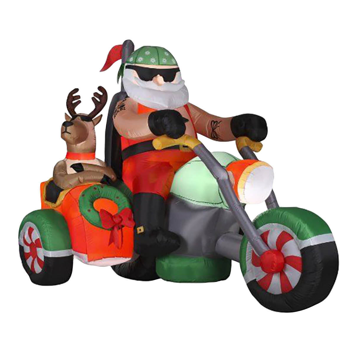 Christmas By Sas 1.8m Santa Reindeer & Trike Built-In Blower LED Lighting