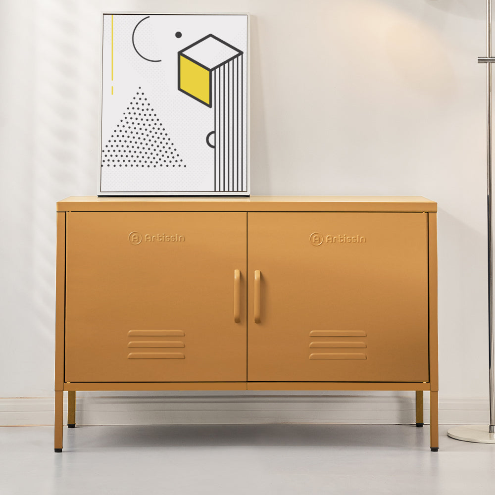 ArtissIn Buffet Sideboard Locker Metal Storage Cabinet - BASE Yellow