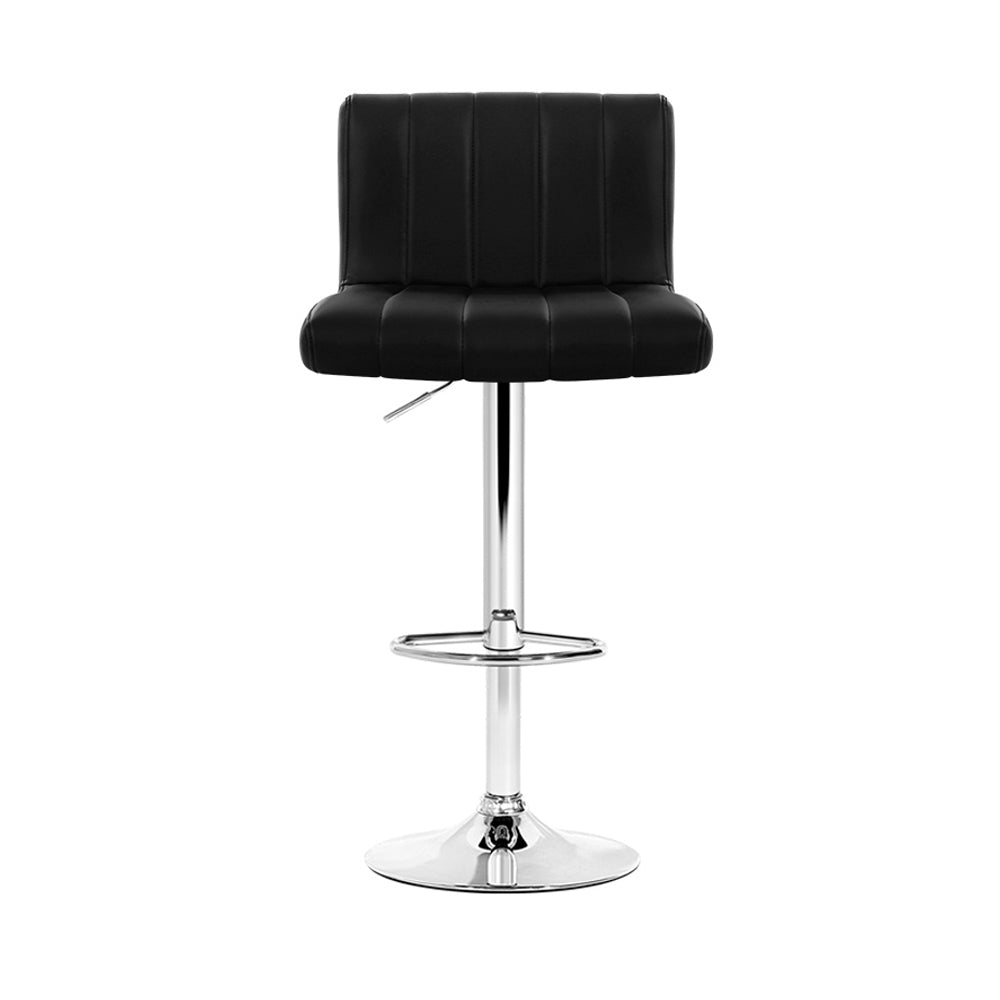 Artiss Set of 4 Line Style PU Leather Bar Stools - Black