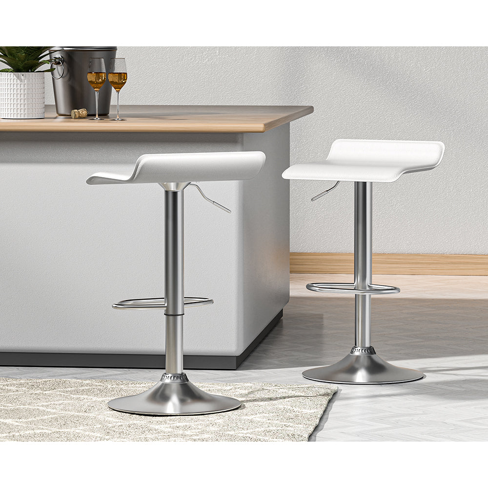 Artiss Bar Stools Kitchen Stool Chairs Dining Gas Lift PU Leather White x2