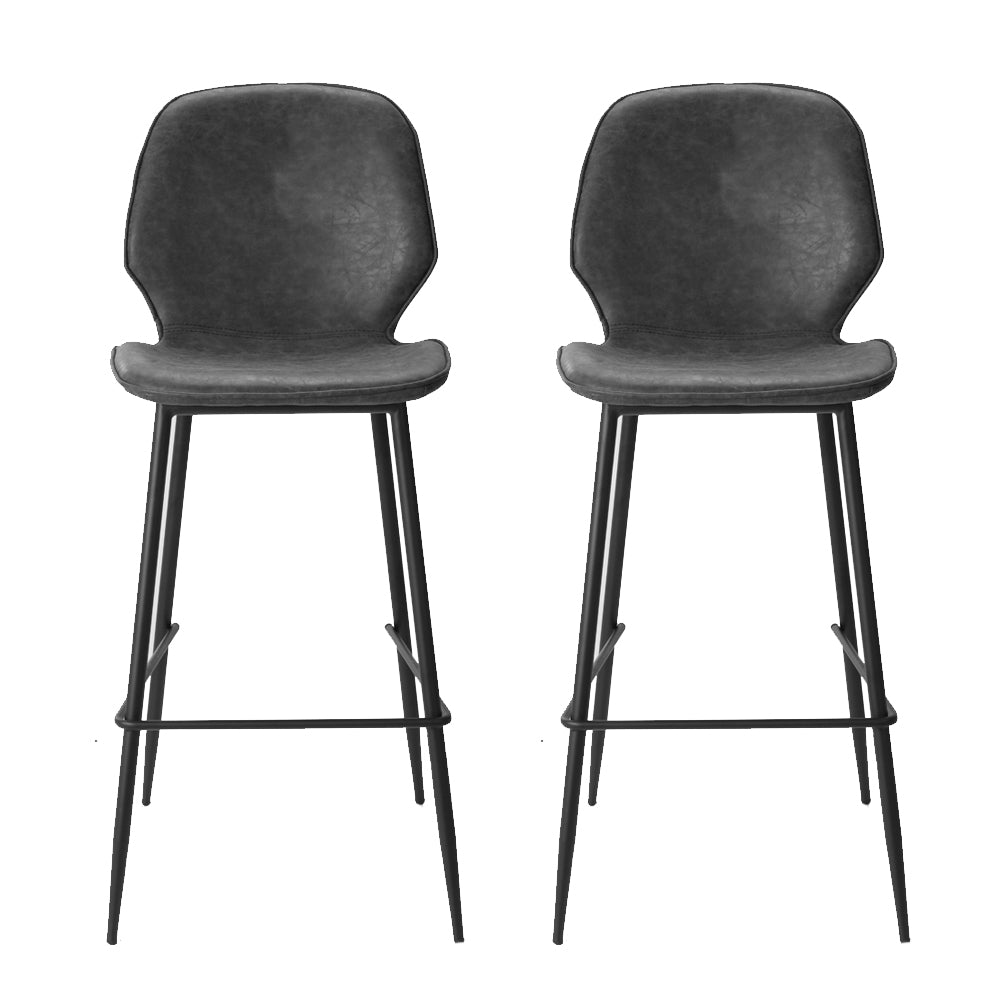 Artiss Set of 2 Bar Stools Kitchen Stool Barstool Dining Chairs Leather Black Kingsley