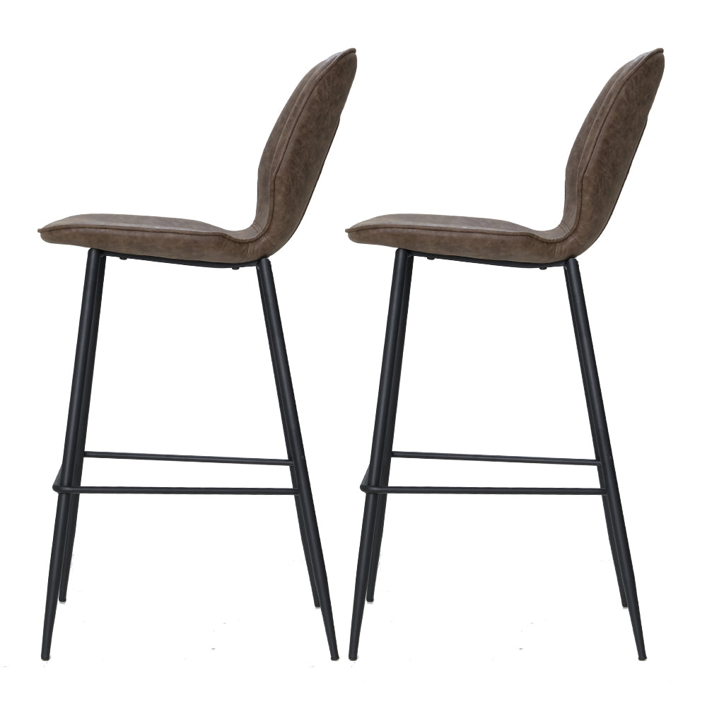 Artiss Set of 2 Bar Stools Kitchen Stool Barstool Dining Chairs Leather Brown Kingsley