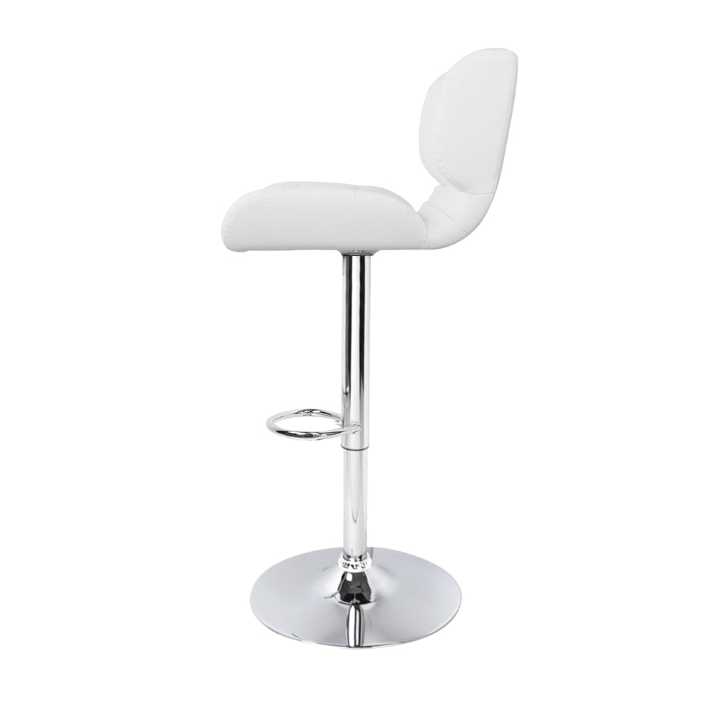 Artiss Set of 2 PU Leather Gas Lift Bar Stools - White and Chrome