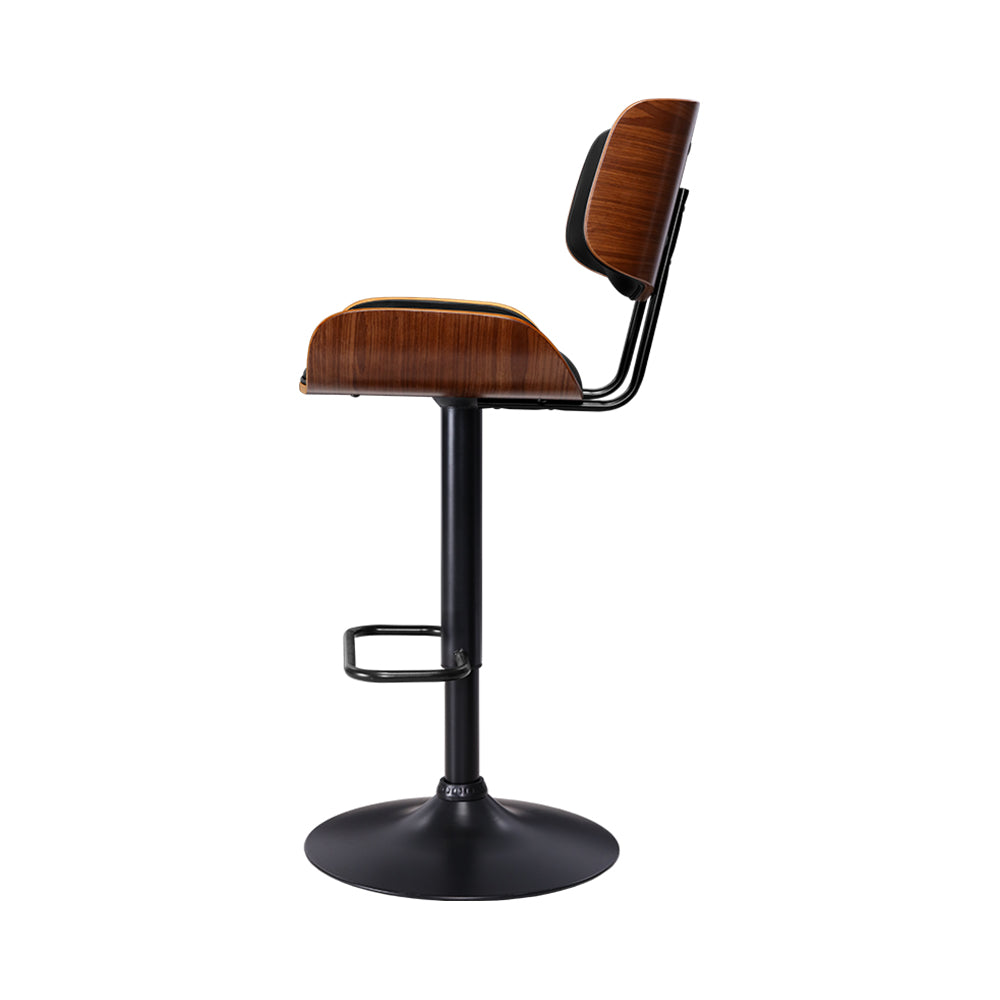 Artiss Bar Stool Gas Lift Wooden PU Leather - Black and Wood