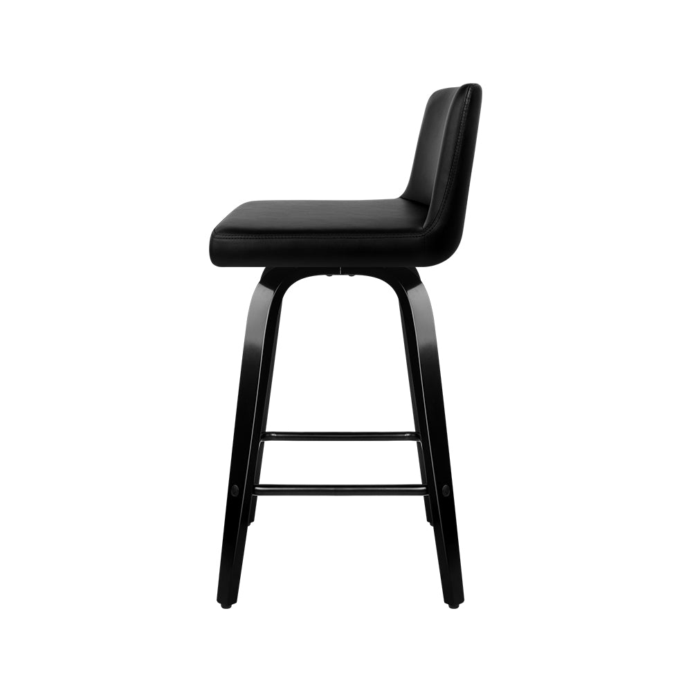 Artiss Set of 4 Wooden PU Leather Bar Stool - Black