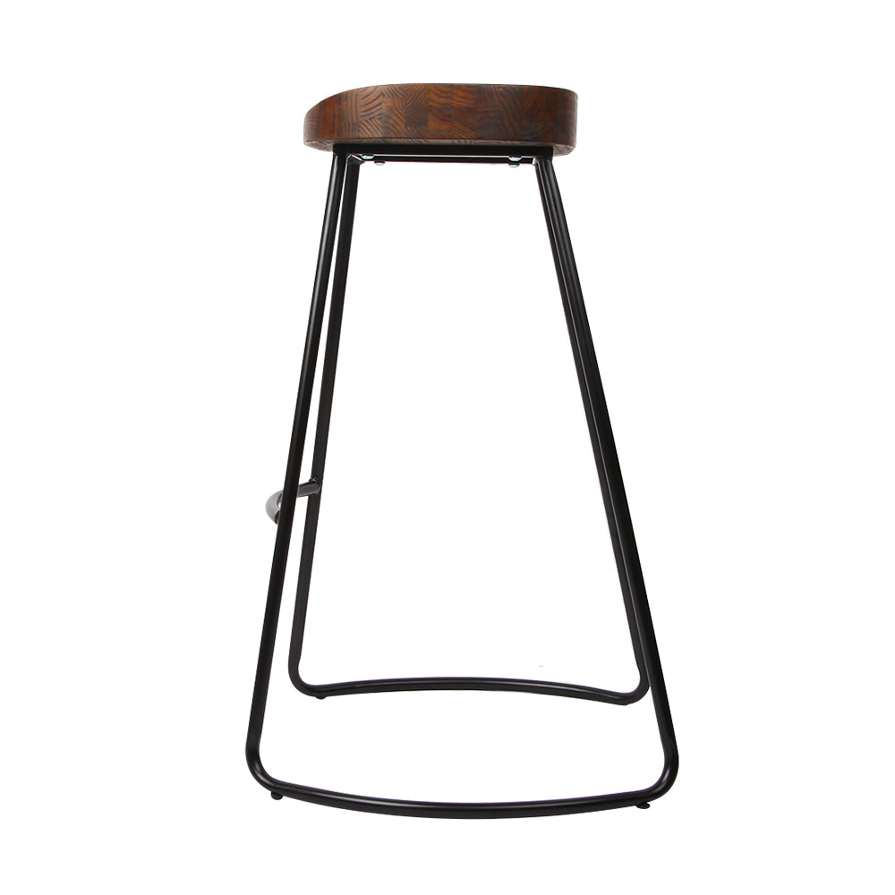 Artiss Set of 2 Backless Elm Wood Bar Stools 75cm - Black