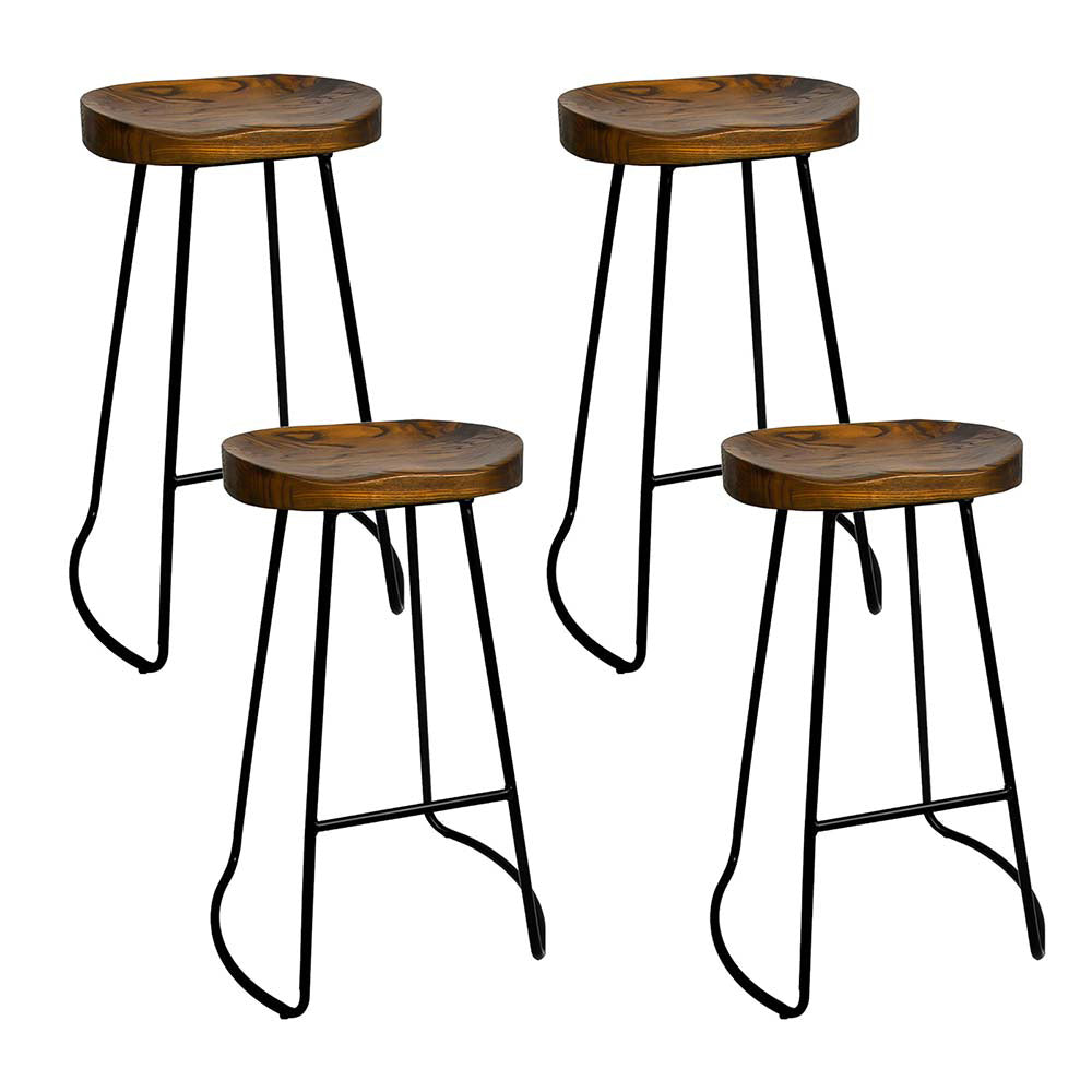 Artiss Set of 4 Elm Wood Backless Bar Stools 75cm - Black