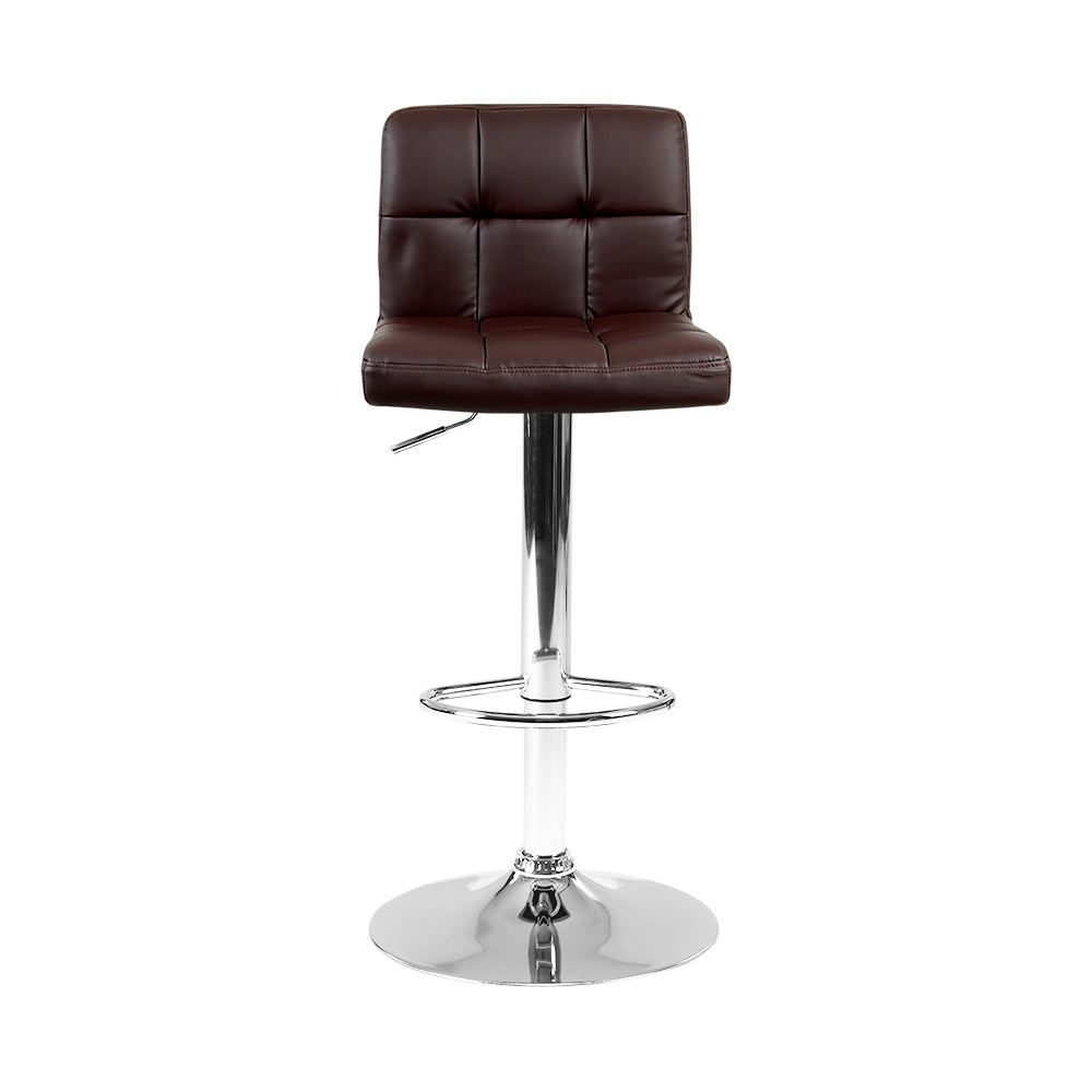 Artiss Set of 2 Gas Lift Bar Stools PU Leather - Chocolate Brown