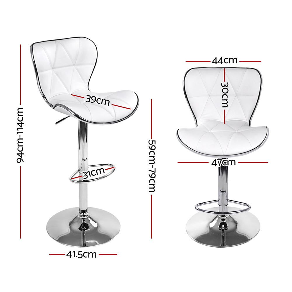 Artiss Set of 4 PU Leather Patterned Bar Stools - White and Chrome