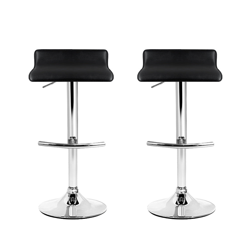 Artiss Set of 2 PU Leather Wave Style Bar Stools - Black