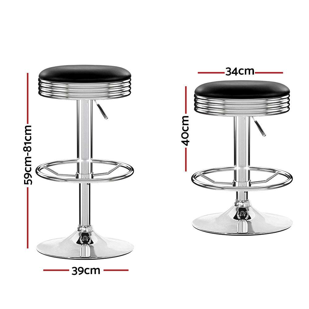 Artiss Set of 4 PU Leather Backless Bar Stools - Black and Chrome