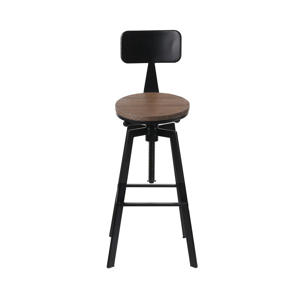 Artiss Rustic Industrial Style Metal Bar Stool - Black and Wood