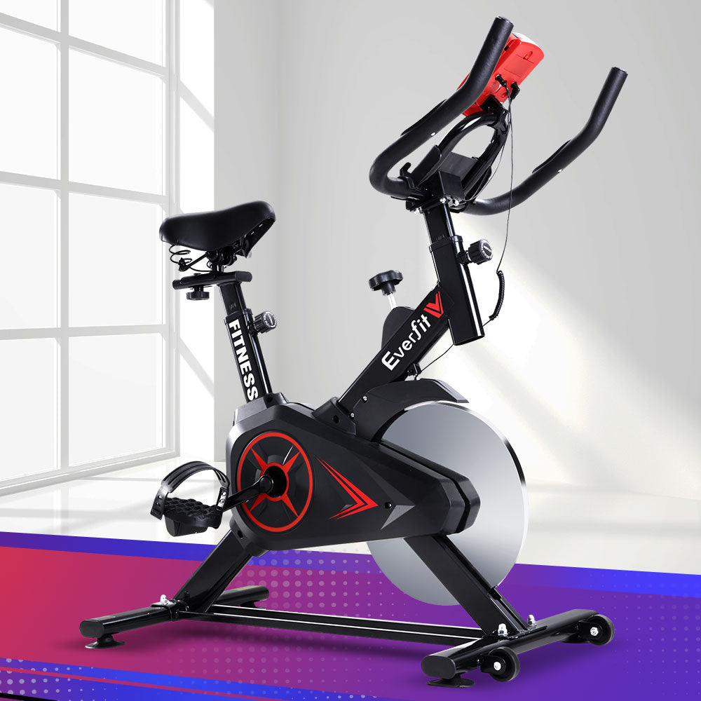 Spin Exercise Bike Flywheel Fitness Commercial Home Workout Gym Phone Holder Black