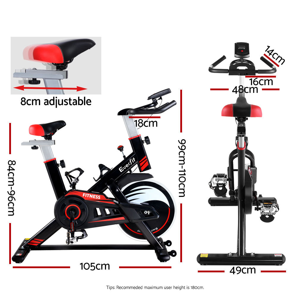 Everfit Spin Exercise Bike Fitness Commercial Home Workout Gym Equipment Black