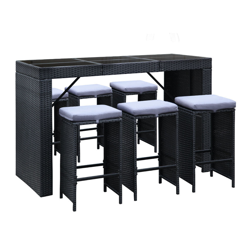 Gardeon 7 Piece Outdoor Dining Table Set - Black