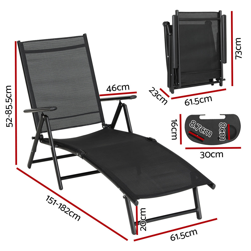 Gardeon Sun Lounge Outdoor Lounger Recliner Chair Foldable Patio Furniture