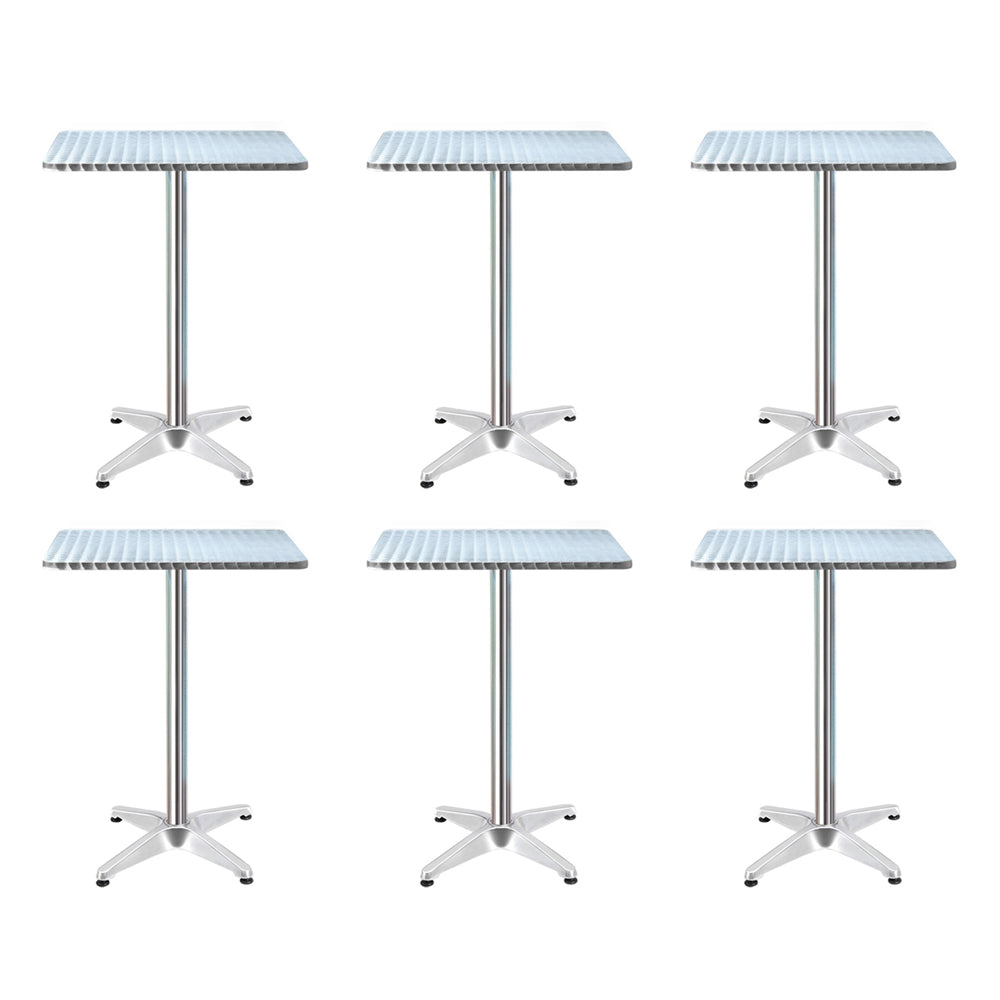 Gardeon 6pcs Outdoor Bar Table Furniture Adjustable Aluminium Square Cafe Table